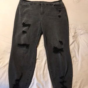 Plus Size 16 Faded Grey Distressed Jeans